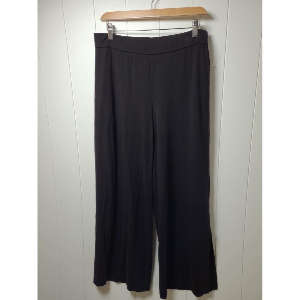 Eileen Fisher Wide Leg Ankle Slit Pants Womens Size Small Black Tencel NWOT